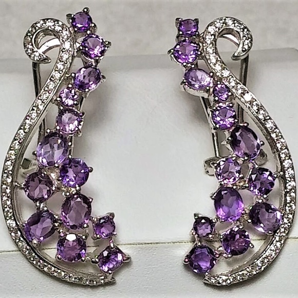 Genuine,Natural Amethyst 925 Solid Sterling Silver - Picture 5 of 5